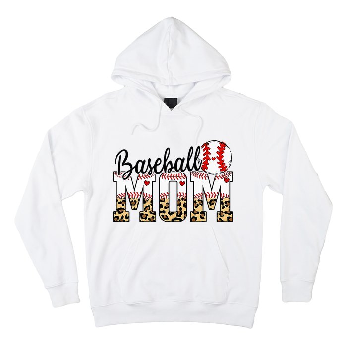 Softball Baseball Mom Leopard Tee Mother's Day Hoodie