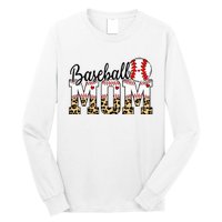 Softball Baseball Mom Leopard Tee Mother's Day Long Sleeve Shirt