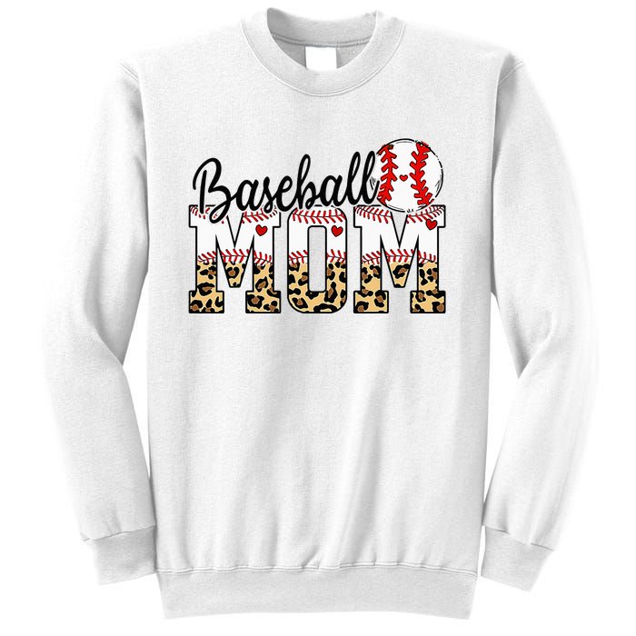 Softball Baseball Mom Leopard Tee Mother's Day Sweatshirt