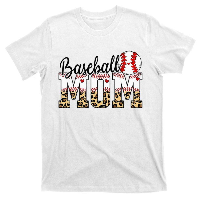 Softball Baseball Mom Leopard Tee Mother's Day T-Shirt