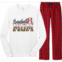 Softball Baseball Mom Leopard Tee Mother's Day Long Sleeve Pajama Set