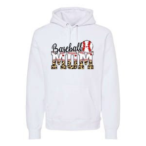 Softball Baseball Mom Leopard Tee Mother's Day Premium Hoodie