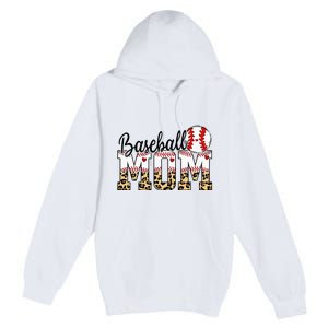 Softball Baseball Mom Leopard Tee Mother's Day Premium Pullover Hoodie