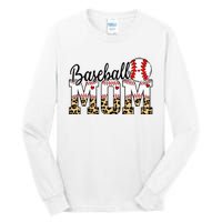 Softball Baseball Mom Leopard Tee Mother's Day Tall Long Sleeve T-Shirt