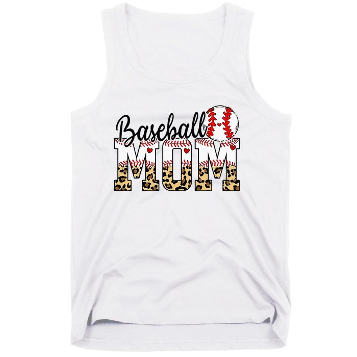 Softball Baseball Mom Leopard Tee Mother's Day Tank Top