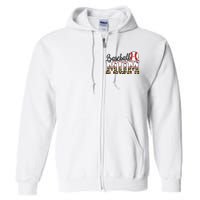 Softball Baseball Mom Leopard Tee Mother's Day Full Zip Hoodie