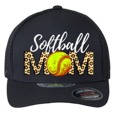 Softball Baseball Mom Leopard Flexfit Unipanel Trucker Cap