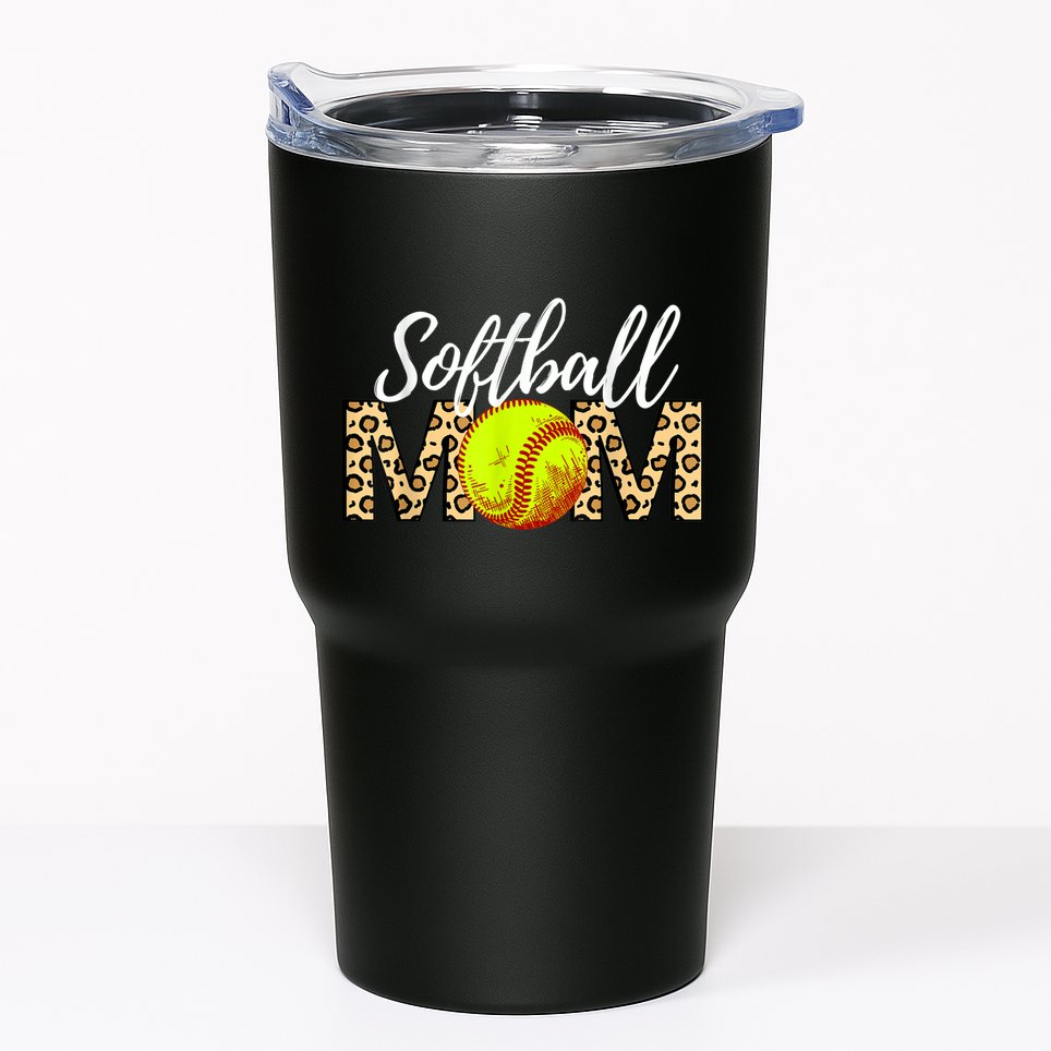 Softball Baseball Mom Leopard Tumbler