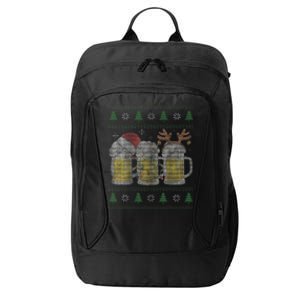 Santa Beer Mugs Ugly Christmas Sweater Festive Ale Lover Gift City Backpack