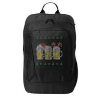 Santa Beer Mugs Ugly Christmas Sweater Festive Ale Lover Gift City Backpack