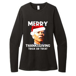 Santa Biden Merry Thanksgiving Trick Or Treat Christmas Meme Womens CVC Long Sleeve Shirt