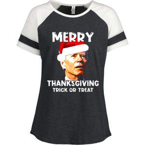 Santa Biden Merry Thanksgiving Trick Or Treat Christmas Meme Enza Ladies Jersey Colorblock Tee