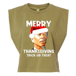 Santa Biden Merry Thanksgiving Trick Or Treat Christmas Meme Garment-Dyed Women's Muscle Tee