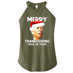 Santa Biden Merry Thanksgiving Trick Or Treat Christmas Meme Women's Perfect Tri Rocker Tank