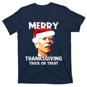 Santa Biden Merry Thanksgiving Trick Or Treat Christmas Meme T-Shirt