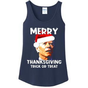 Santa Biden Merry Thanksgiving Trick Or Treat Christmas Meme Ladies Essential Tank