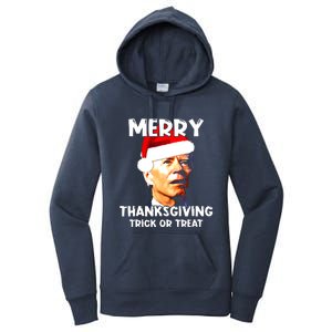 Santa Biden Merry Thanksgiving Trick Or Treat Christmas Meme Women's Pullover Hoodie