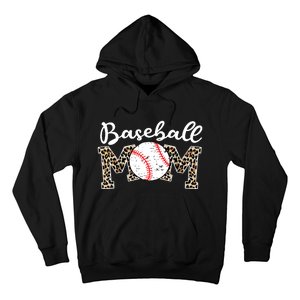 Softball Baseball Mom Leopard Tee Mother's Day Hoodie