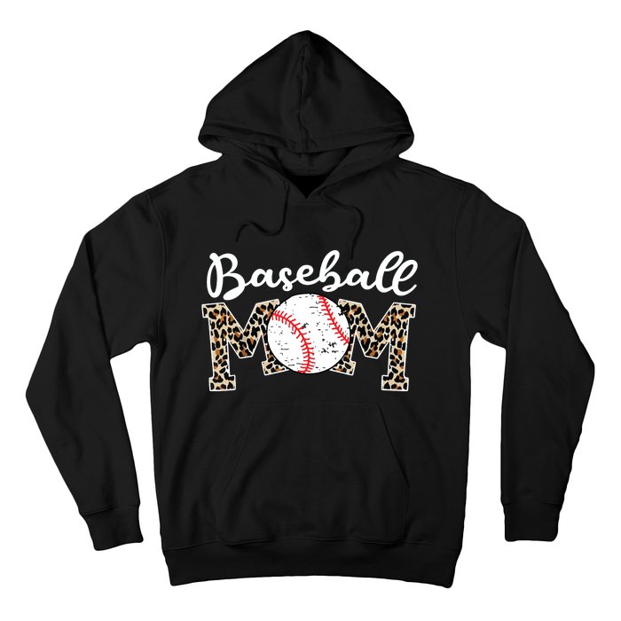 Softball Baseball Mom Leopard Tee Mother's Day Hoodie