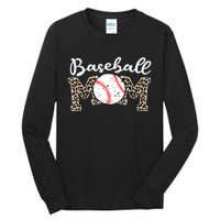 Softball Baseball Mom Leopard Tee Mother's Day Tall Long Sleeve T-Shirt