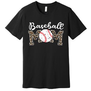 Softball Baseball Mom Leopard Tee Mother's Day Premium T-Shirt