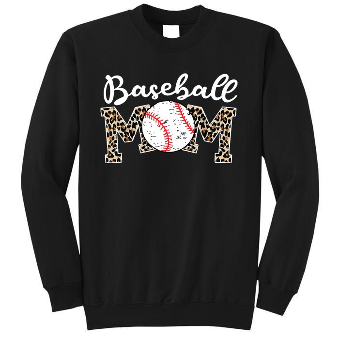 Softball Baseball Mom Leopard Tee Mother's Day Tall Sweatshirt