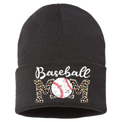 Softball Baseball Mom Leopard Tee Mother's Day Sustainable Knit Beanie