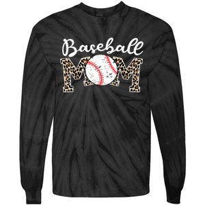 Softball Baseball Mom Leopard Tee Mother's Day Tie-Dye Long Sleeve Shirt