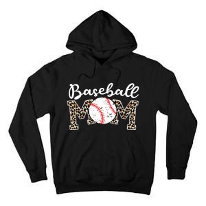 Softball Baseball Mom Leopard Tee Mother's Day Tall Hoodie