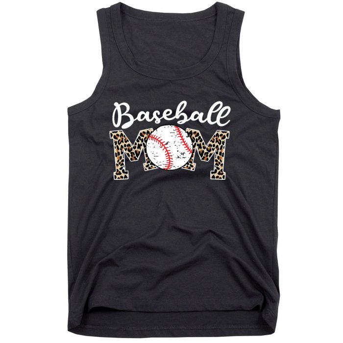 Softball Baseball Mom Leopard Tee Mother's Day Tank Top