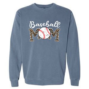 Softball Baseball Mom Leopard Tee Mother's Day Garment-Dyed Sweatshirt