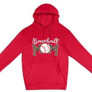 Softball Baseball Mom Leopard Tee Mother's Day Premium Pullover Hoodie