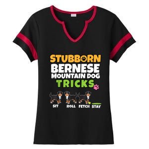 Stubborn Bernese Mountain Dog Tricks I Bernese Mountain Dog Ladies Halftime Notch Neck Tee