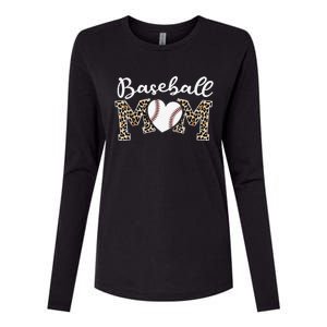 Softball Baseball Mom Leopard Tee Mother's Day Mama Womens Cotton Relaxed Long Sleeve T-Shirt