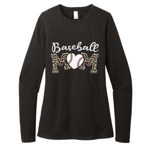 Softball Baseball Mom Leopard Tee Mother's Day Mama Womens CVC Long Sleeve Shirt