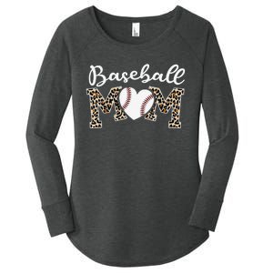 Softball Baseball Mom Leopard Tee Mother's Day Mama Women's Perfect Tri Tunic Long Sleeve Shirt