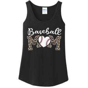 Softball Baseball Mom Leopard Tee Mother's Day Mama Ladies Essential Tank