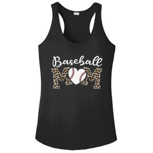 Softball Baseball Mom Leopard Tee Mother's Day Mama Ladies PosiCharge Competitor Racerback Tank