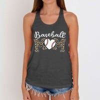 Softball Baseball Mom Leopard Tee Mother's Day Mama Women's Knotted Racerback Tank