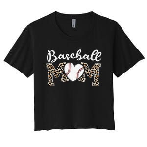 Softball Baseball Mom Leopard Tee Mother's Day Mama Women's Crop Top Tee