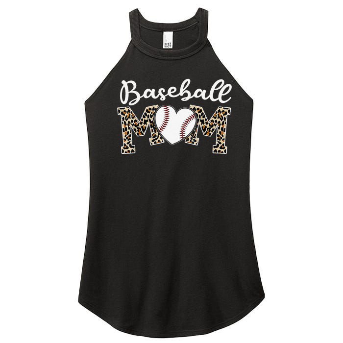 Softball Baseball Mom Leopard Tee Mother's Day Mama Women's Perfect Tri Rocker Tank