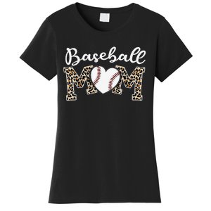 Softball Baseball Mom Leopard Tee Mother's Day Mama Women's T-Shirt