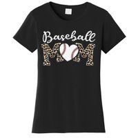 Softball Baseball Mom Leopard Tee Mother's Day Mama Women's T-Shirt