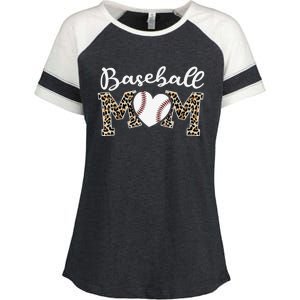 Softball Baseball Mom Leopard Tee Mother's Day Mama Enza Ladies Jersey Colorblock Tee