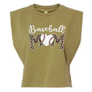 Softball Baseball Mom Leopard Tee Mother's Day Mama Garment-Dyed Women's Muscle Tee