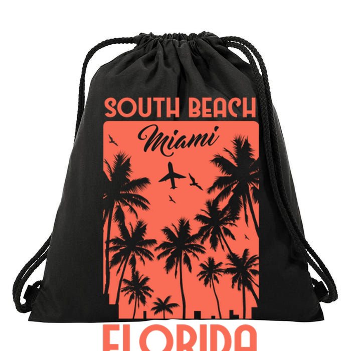 South Beach Miami Drawstring Bag