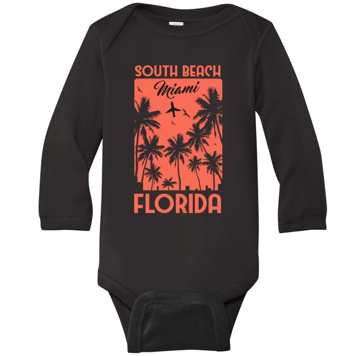 South Beach Miami Baby Long Sleeve Bodysuit