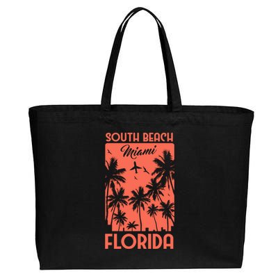 South Beach Miami Cotton Canvas Jumbo Tote