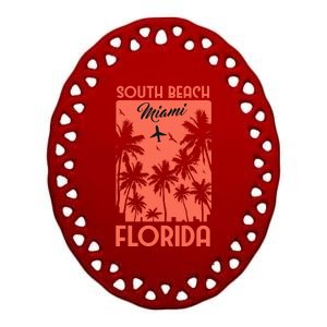 South Beach Miami Ceramic Oval Ornament