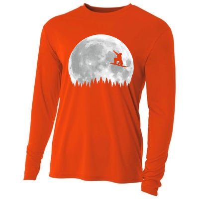 Snow Boarding Moon Cool Sport Hobby Cooling Performance Long Sleeve Crew